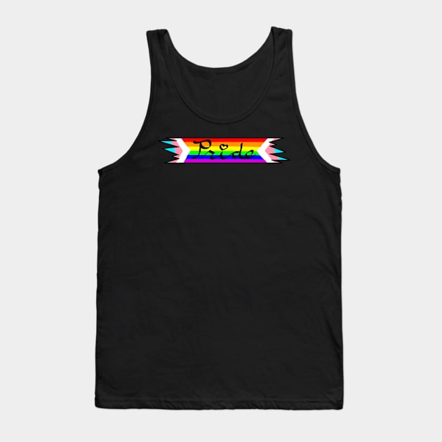 Trans LGBTQ+ Pride Ribbon Tank Top by HuskyWerewolf